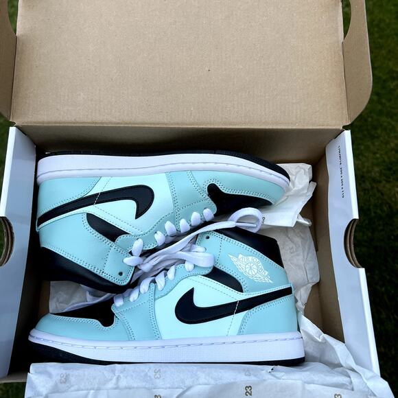 Wmns Nike Air Jordan 1 Mid Aqua Black Women\'s Shoes - Size 5.5 - Ships Now